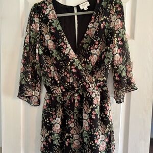 Everly Black Floral Romper